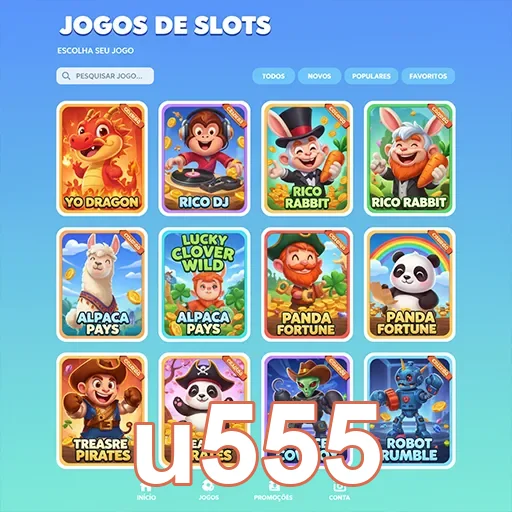 Tela de jogos de slots disponíveis no u555.