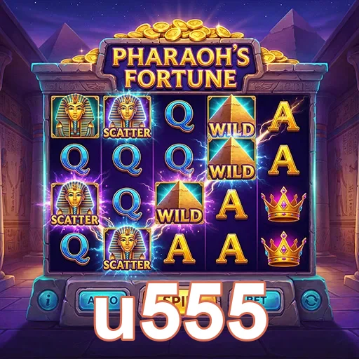 slot Pharaoh's Fortune no u555 com símbolos e ganhos.