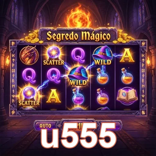 Tela do jogo de slots Segredo Mágico da u555 destacando recursos.