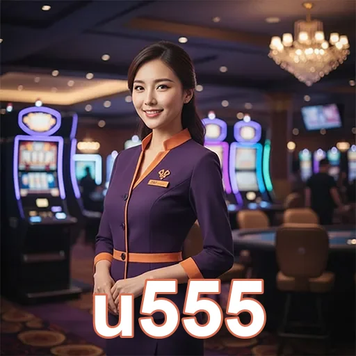 Funcionária elegante da u555 em ambiente de cassino.