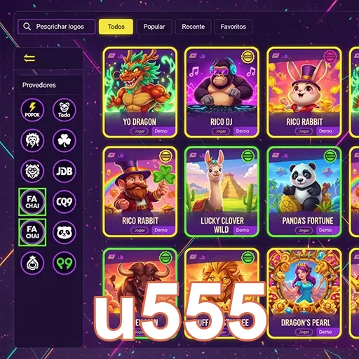 u555 apresenta jogos de cassino com interface moderna em celular.
